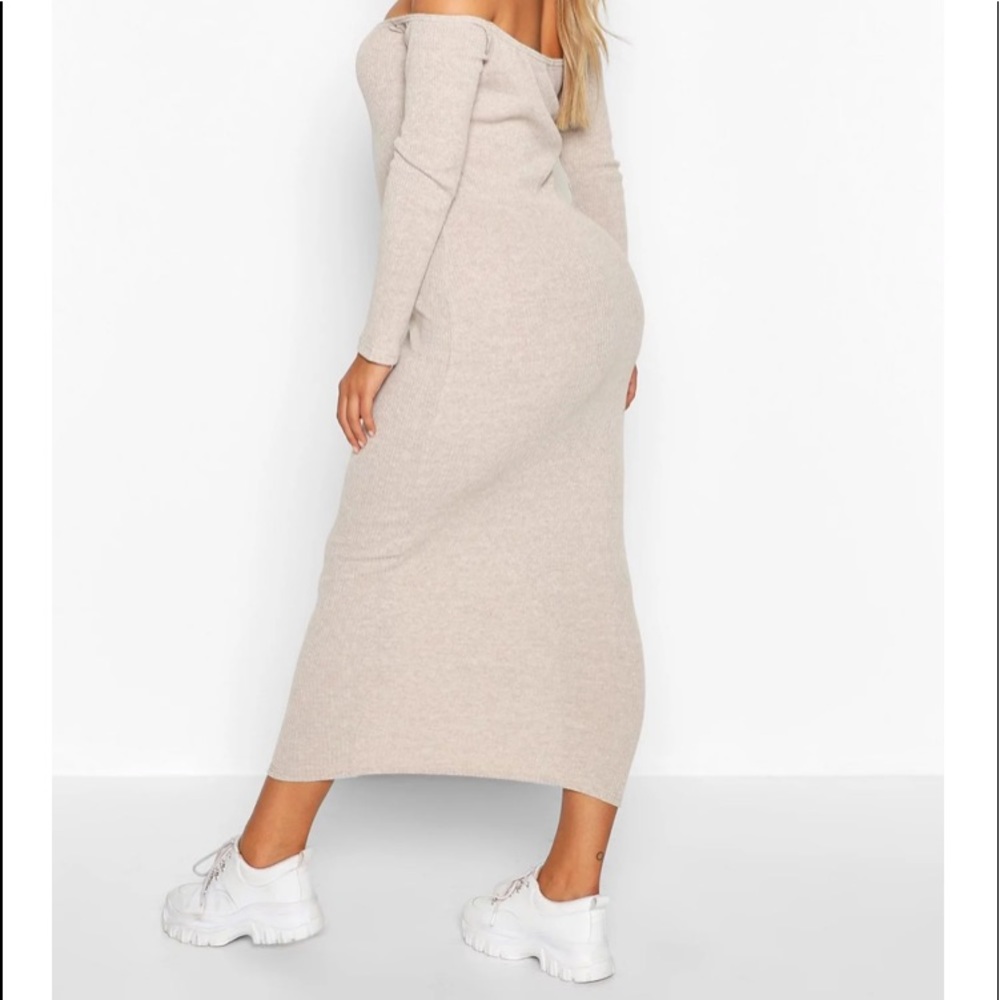 Boohoo Plus Rib Drop Shoulder MIDI Dress